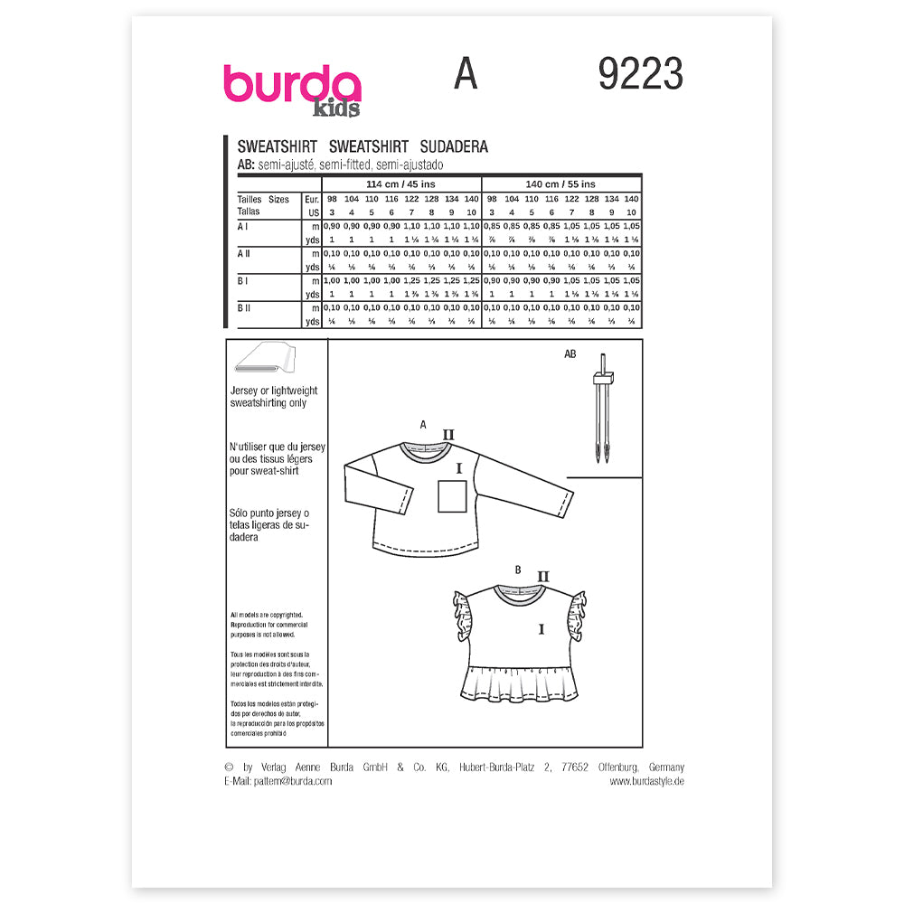 BURDA Sewing Pattern Pattern 9223 Top