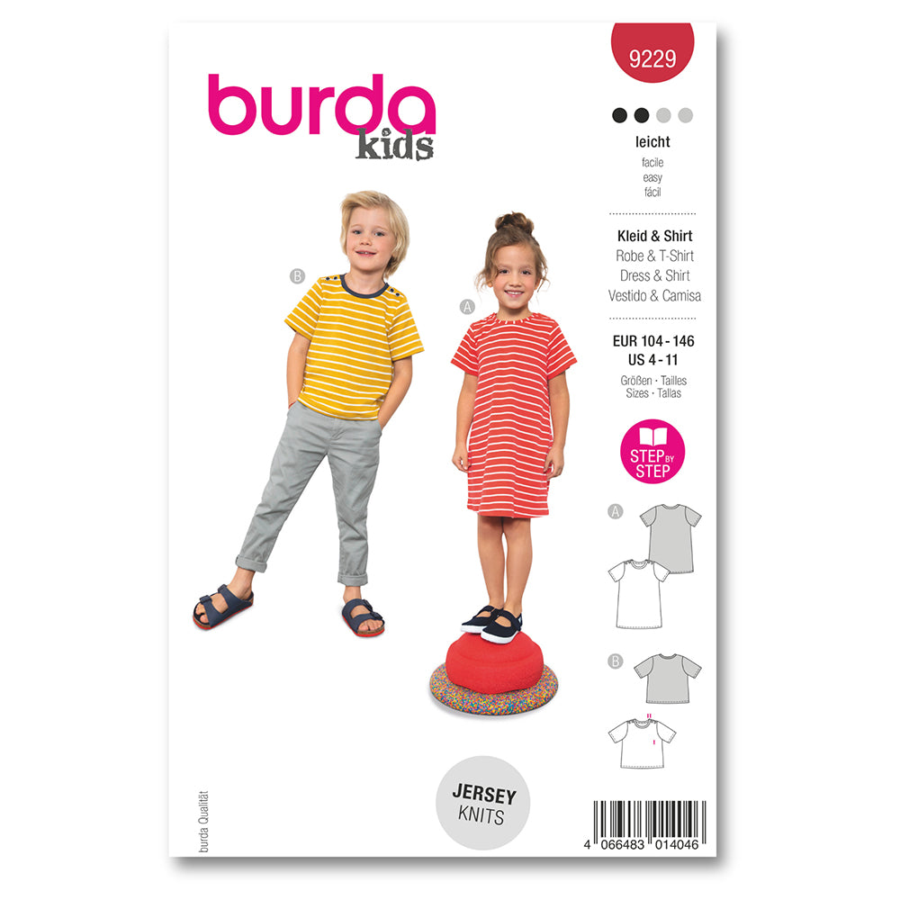 BURDA Sewing Pattern 9229 Dress & Shirt - Red