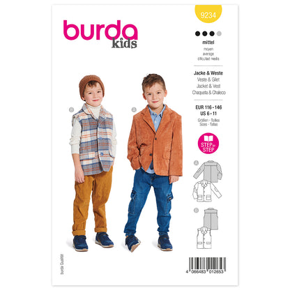 BURDA Sewing Pattern Pattern 9234 Jacket & Waistcoat/vest