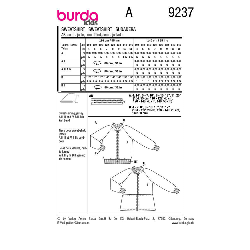 BURDA Sewing Pattern Pattern 9237 Blouson Top