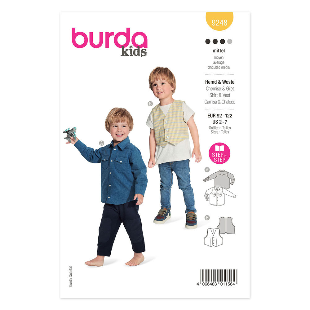 BURDA Sewing Pattern Pattern 9248 Child Shirt And Vest