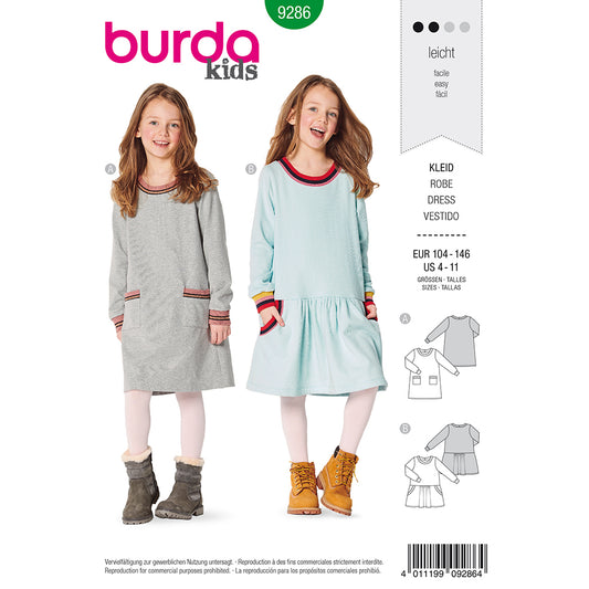 BURDA - 9286 Dress - Shirt dress- with band finishing