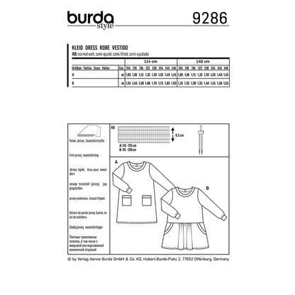 BURDA Sewing Pattern 9286 Shirtdress With Band Finish
