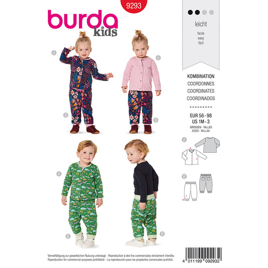 BURDA Sewing Pattern 9293 Reversible Jacket And Pull On Pants