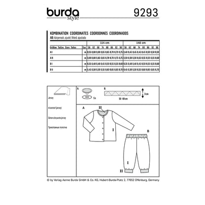 BURDA Sewing Pattern 9293 Reversible Jacket And Pull On Pants