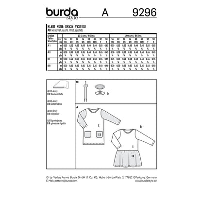 BURDA Sewing Pattern 9296 Baby Shirtdress With Pockets