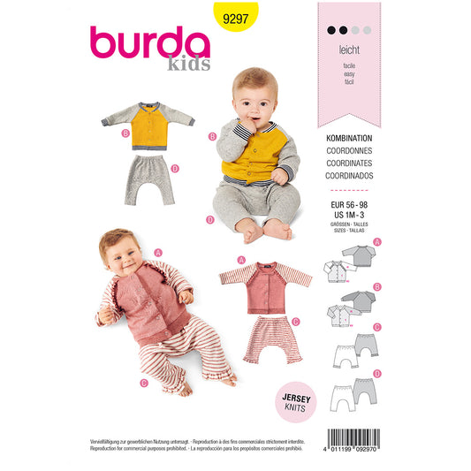 BURDA Sewing Pattern 9297 Sweatjacket And Pull On Pants Set