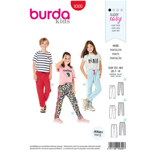 BURDA Sewing Pattern Pattern 9300 Jogging Pants With Elastic Waist