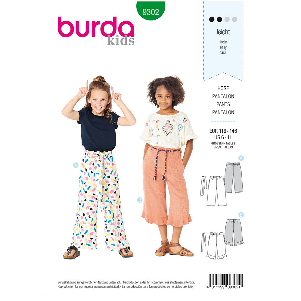 BURDA Sewing Pattern Pattern 9302 Pants With Elastic Waist