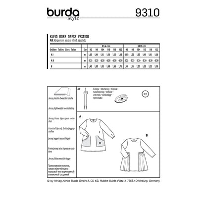 BURDA Sewing Pattern Pattern 9310 Dress With Pockets - Overskirt