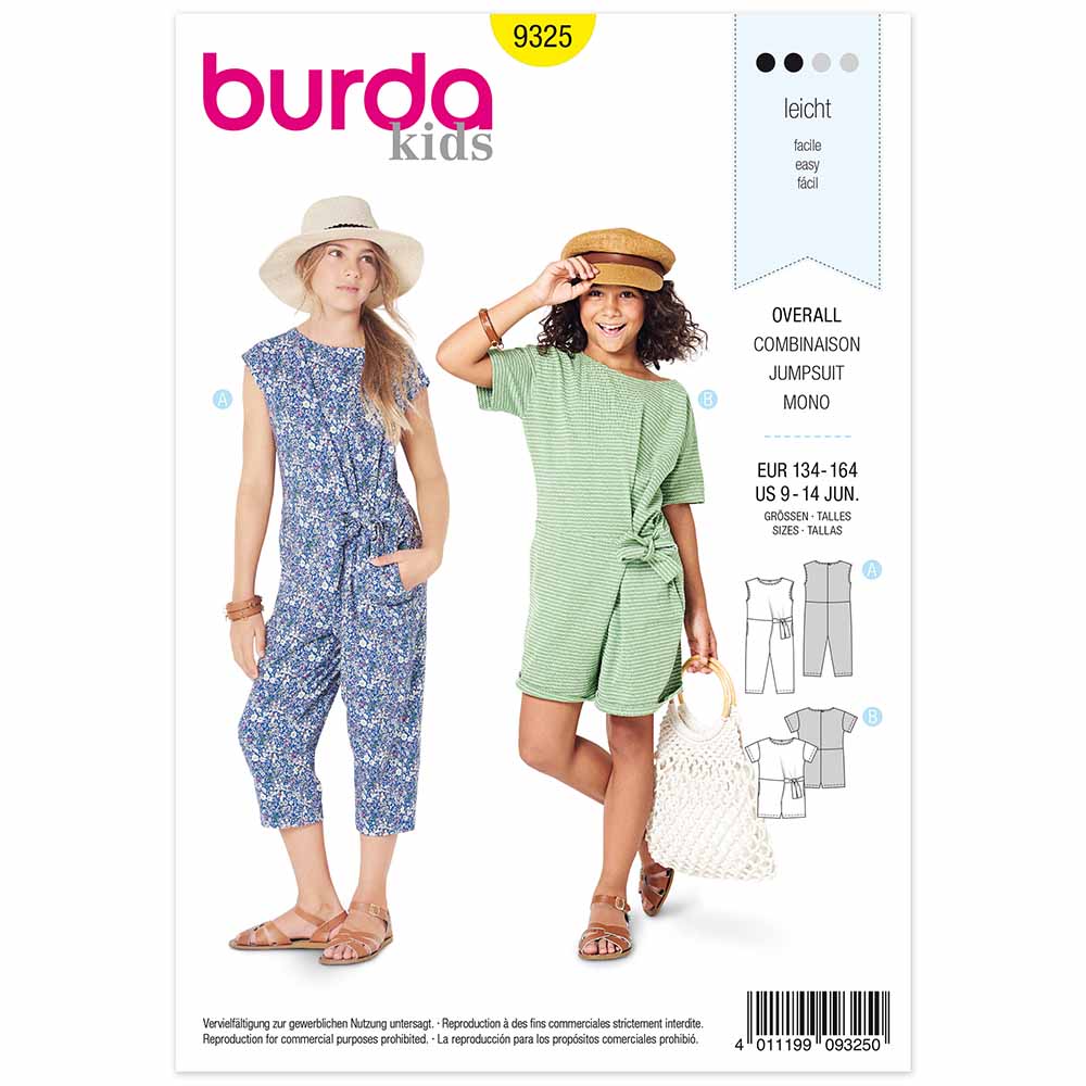 BURDA Sewing Pattern Pattern 9325 Overalls In Two Lengths