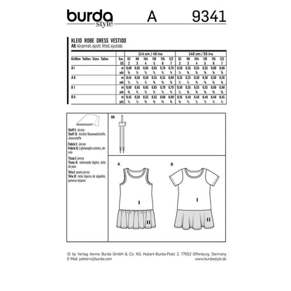 BURDA Sewing Pattern Pattern 9341 Strap Dress - Shirt Dress - Low Set Skirt
