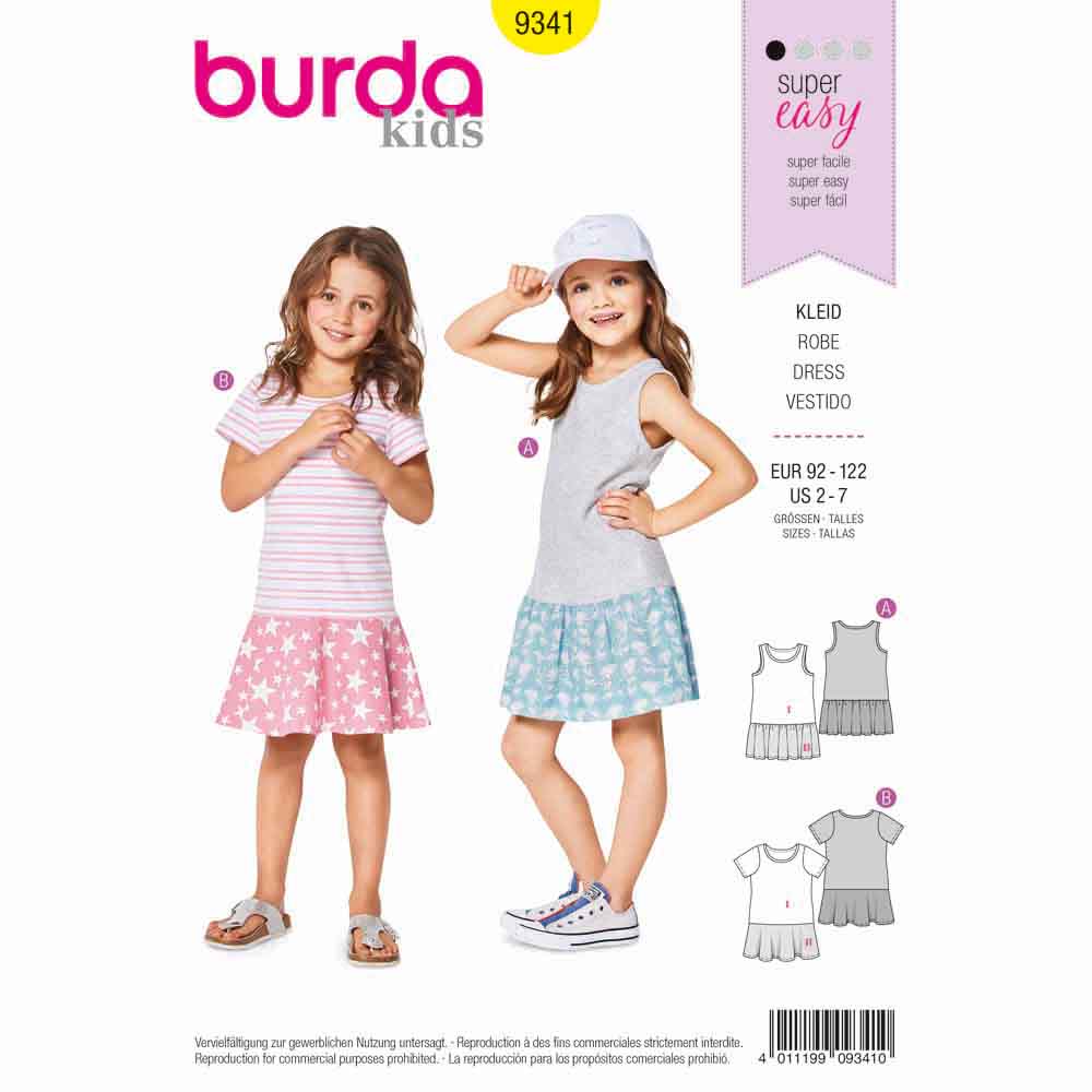 BURDA Sewing Pattern Pattern 9341 Strap Dress - Shirt Dress - Low Set Skirt