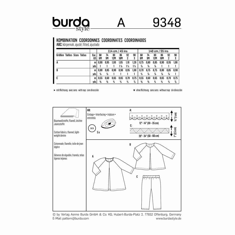 BURDA Sewing Pattern Pattern 9348 Child Girl Preschool