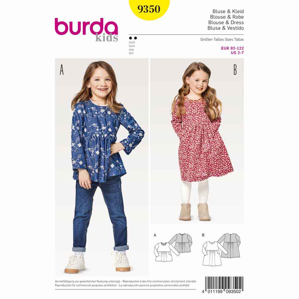 BURDA Sewing Pattern Pattern 9350 Child Girl Schoolage