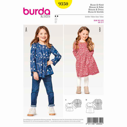 BURDA Sewing Pattern Pattern 9350 Child Girl Schoolage