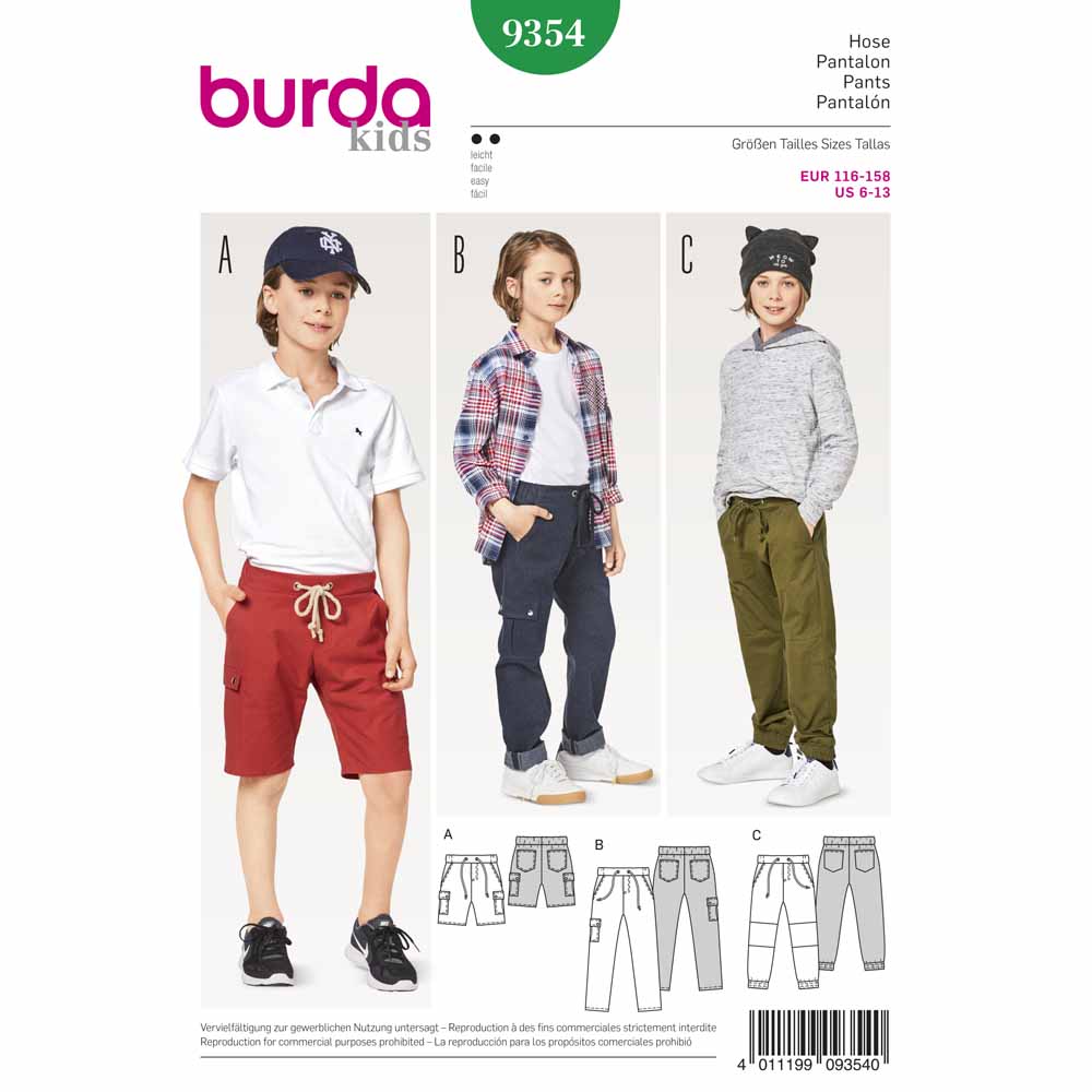 BURDA Sewing Pattern Pattern 9354 Child Boy Schoolage