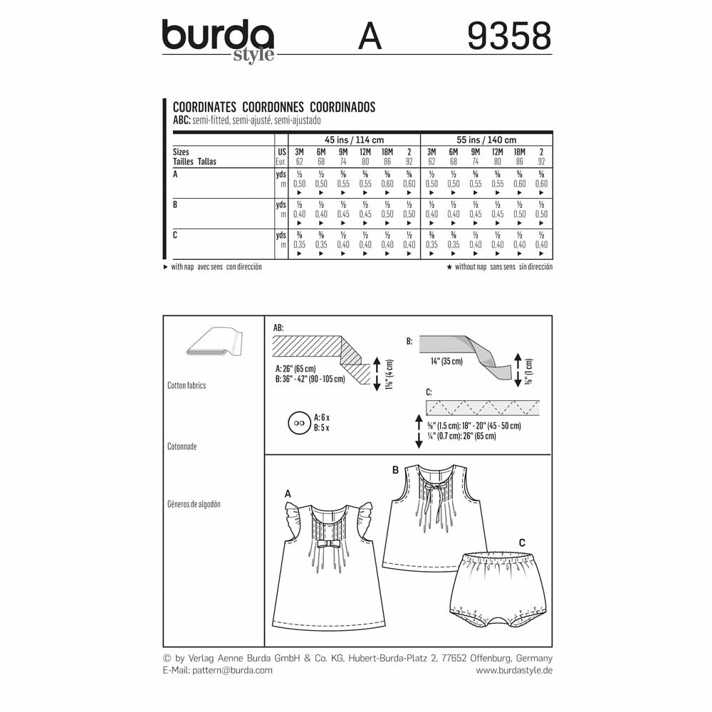BURDA Sewing Pattern Pattern 9358 Child Dress