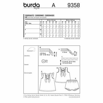 BURDA Sewing Pattern Pattern 9358 Child Dress