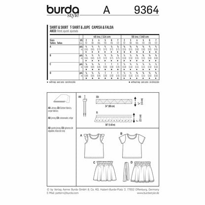 BURDA Sewing Pattern Pattern 9364 Child Coordinates
