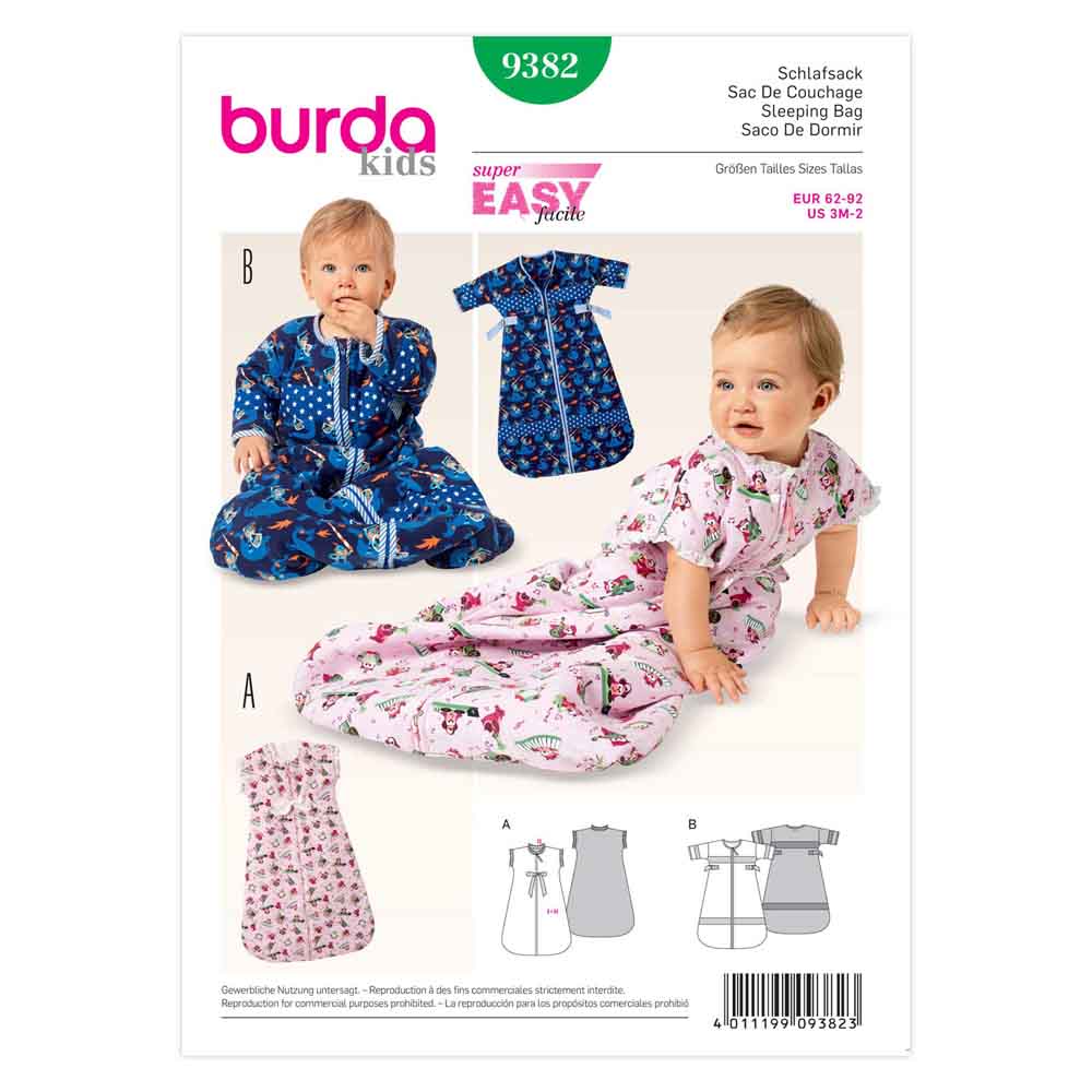 BURDA Sewing Pattern Pattern 9382 Child Sleeping Bag