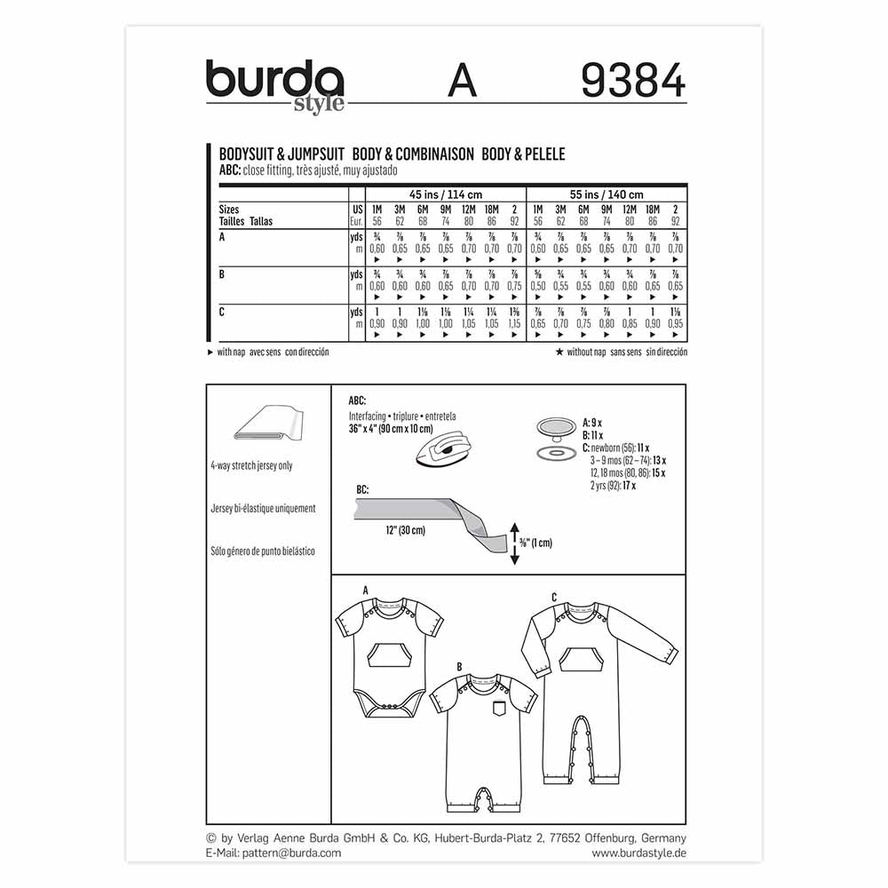 BURDA Sewing Pattern Pattern 9384 Child Jumpsuit
