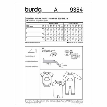 BURDA Sewing Pattern Pattern 9384 Child Jumpsuit