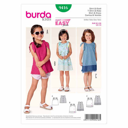 BURDA Sewing Pattern Pattern 9416 Child School Girl Dress