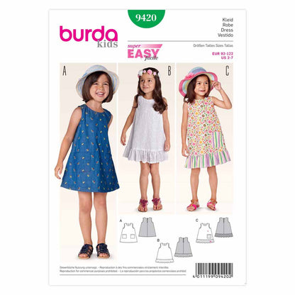 BURDA Sewing Pattern Pattern 9420 Child School Girl Dress