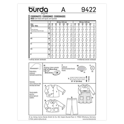 BURDA Kids Sewing Pattern 9422 Kids Coordinate Unisex