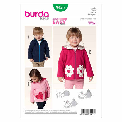 BURDA Kids Sewing Pattern 9425 Kids Jacket Unisex
