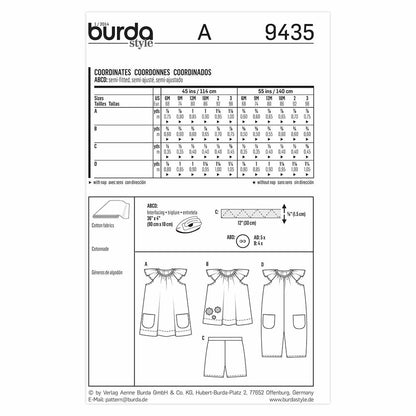 BURDA Kids Sewing Pattern 9435 Kids Coordinates