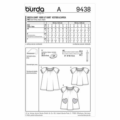 BURDA Kids Sewing Pattern 9438 Kids Dress & Top