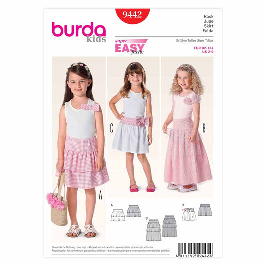 BURDA Kids Sewing Pattern 9442 Kids Skirt