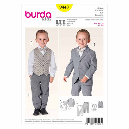 BURDA Kids Sewing Pattern 9443 Kids Suit