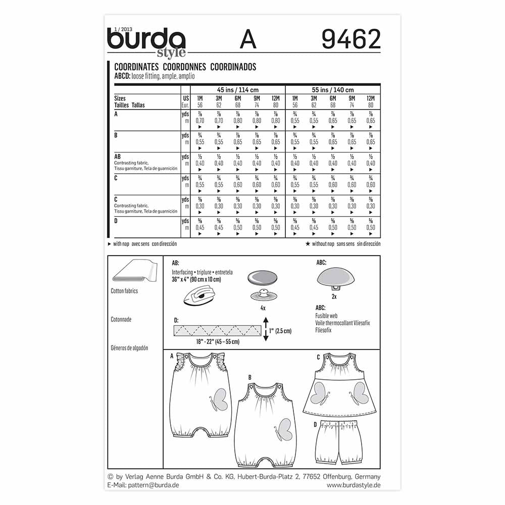 BURDA Kids Sewing Pattern 9462 Kids Coordinates
