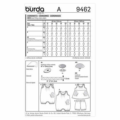 BURDA Kids Sewing Pattern 9462 Kids Coordinates