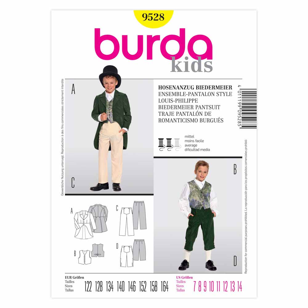 BURDA Kids Sewing Pattern 9528 Costume Kids History