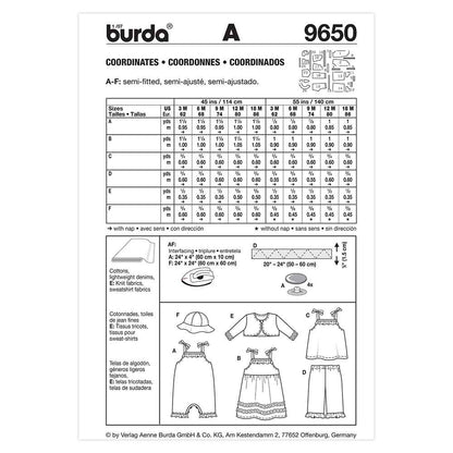 BURDA Sewing Pattern #9650 Child Coordinates