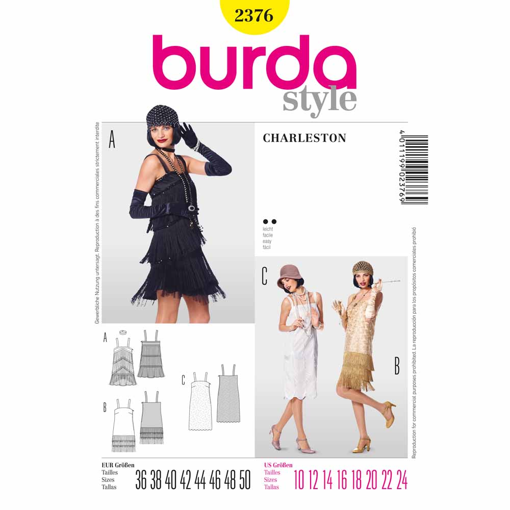 BURDA Carnival - 2376 Womens Costume Pattern - Charleston