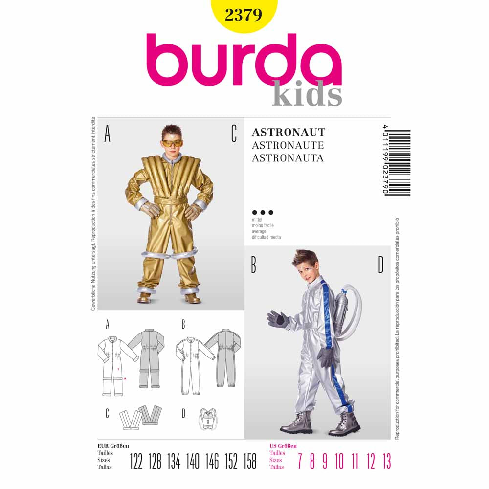 BURDA Carnival Sewing Pattern #2379 Kids Astronaut