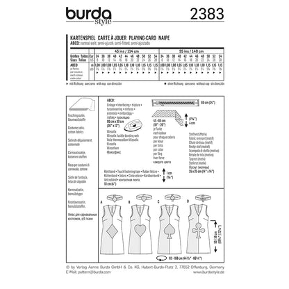 BURDA Carnival Sewing Pattern #2383 Womens Card