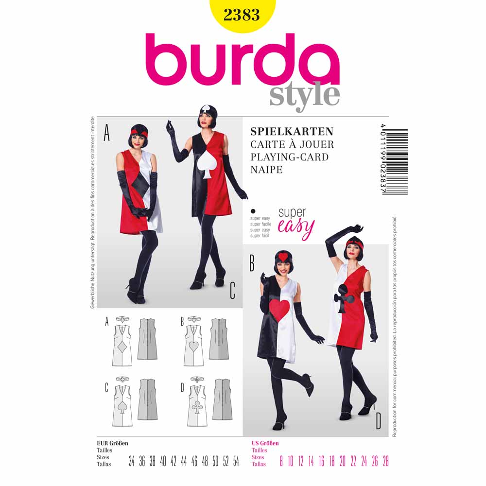 BURDA Carnival Sewing Pattern #2383 Womens Card