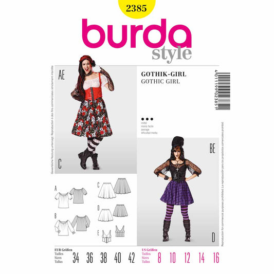 BURDA Carnival Sewing Pattern #2385 Womens Gothic Girl