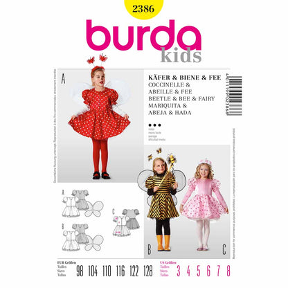 BURDA Carnival Sewing Pattern #2386 Girls Beetle/Bee/Fairy