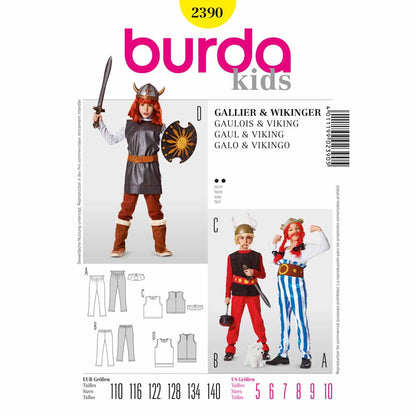 BURDA Carnival Sewing Pattern #2390 Kids Gaul / Viking