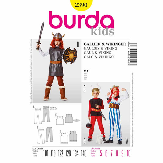 BURDA Carnival Sewing Pattern #2390 Kids Gaul / Viking