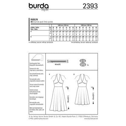 BURDA Carnival Sewing Pattern #2393 Womens Marilyn Monroe