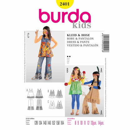 BURDA Carnival Sewing Pattern #2401 Kids Dress & Pants