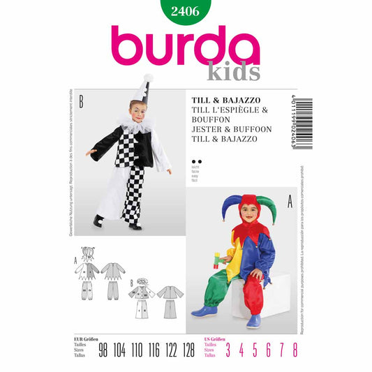 BURDA Carnival Sewing Pattern #2406 Kids Jester & Buffoon